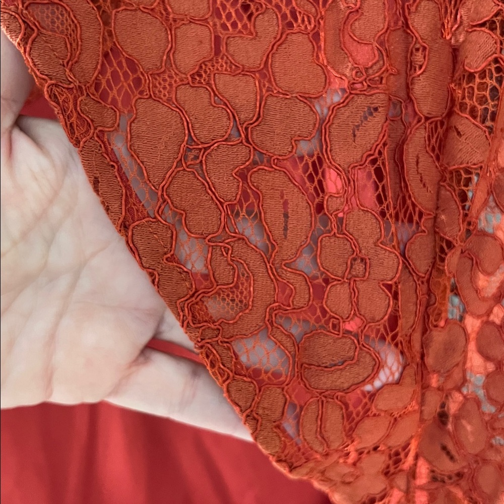 NWT REVOLVE Endless Rose Vibrant burnt orange Lace Bodysuit M - Picture 11 of 12